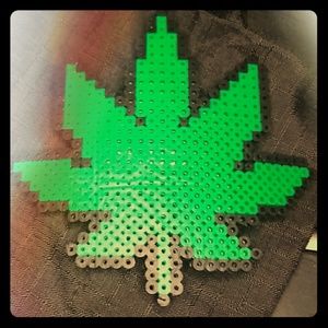 Perler weed leaf necklace